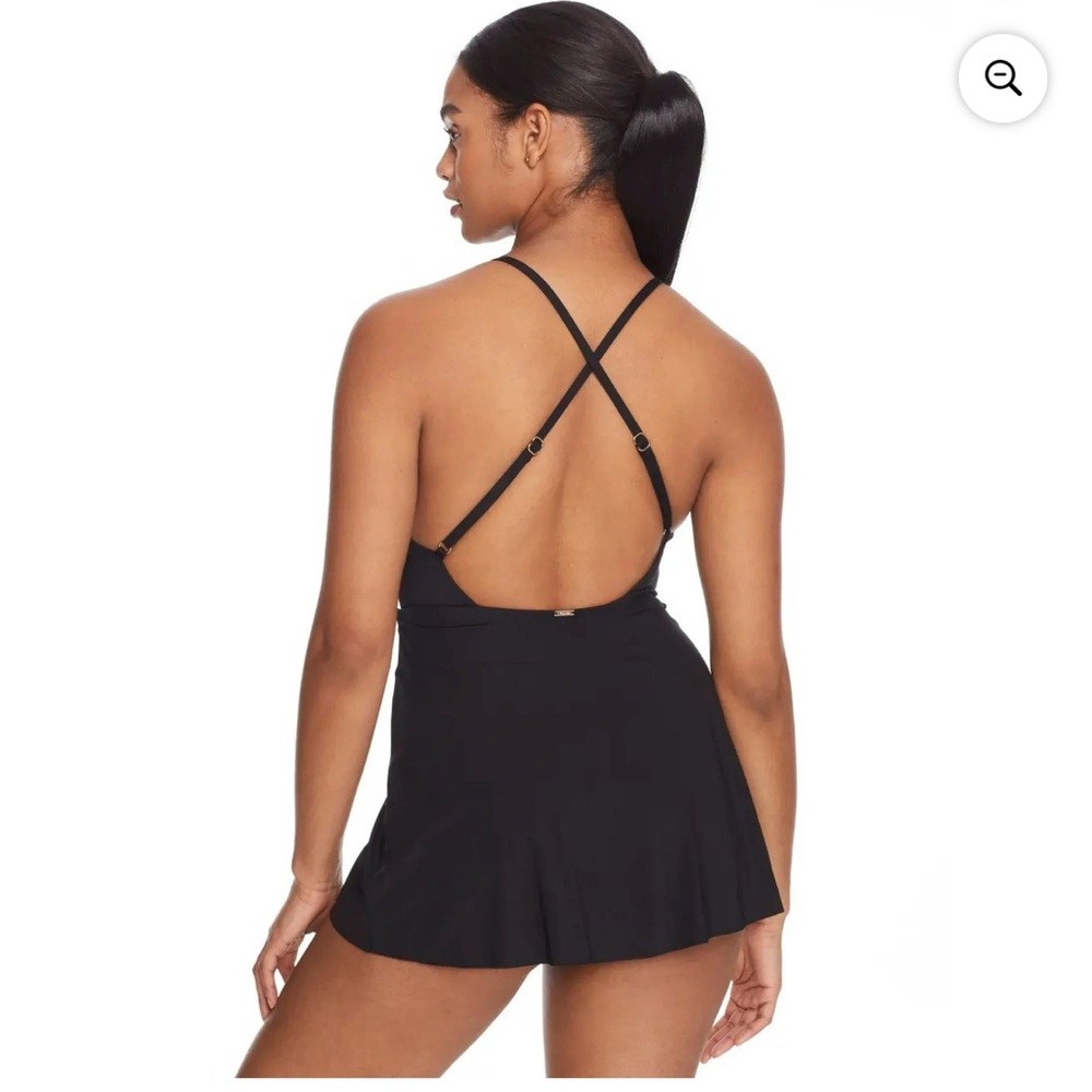 NWT Anne Cole Women's Black Swimdress with Skort - Picture 3 of 8